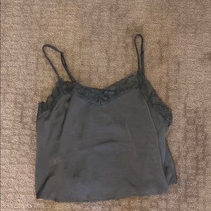 (🦋5/$35) Dark green tank top with lace trim